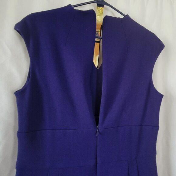 Eliza J Dress Sleeveless Cobalt Blue dressy sz 12 vtg zip belt V-neck timeless - Picture 13 of 17